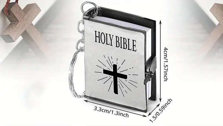 Mini Holy Bible Keychain - Gold