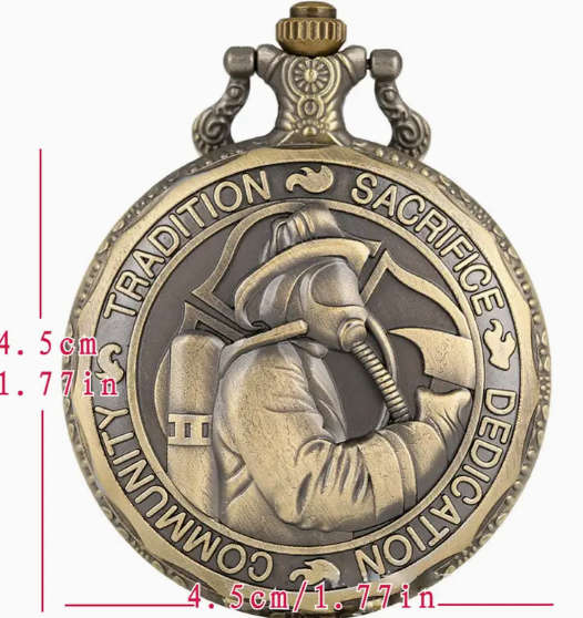 Firefighters Embossed Pocket Watch