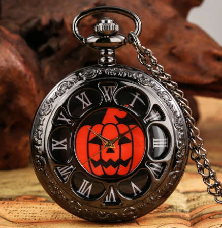 Hollow Black Pumpkins Pocket Watch