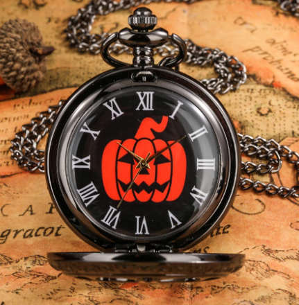 Hollow Black Pumpkins Pocket Watch
