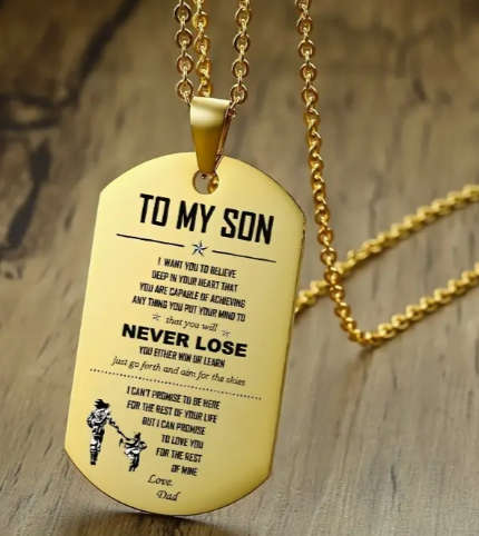 To My Son From Dad Pendant - Golden