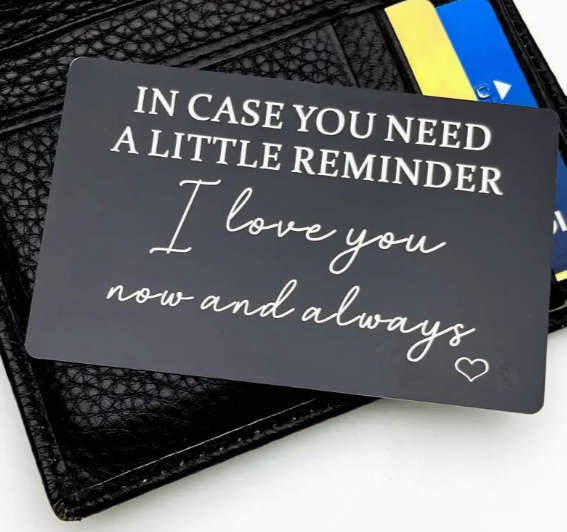 I Love You Laser Engraved Metal Wallet Card