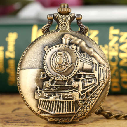 Steam Train Bronze Pocket Watch