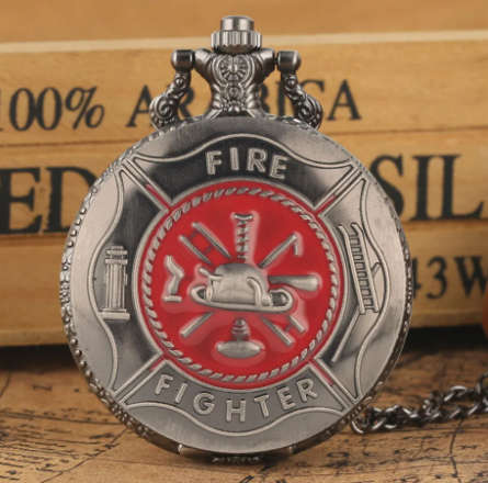 Fire Fighter Letter Pocket Watch - Red