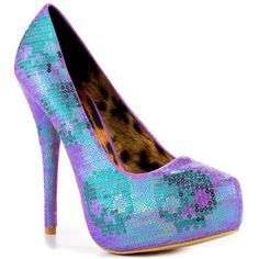IRON FIST HEELS - DIGISKULL SEQUIN PLATFORM LAVENDER - SIZE 8
