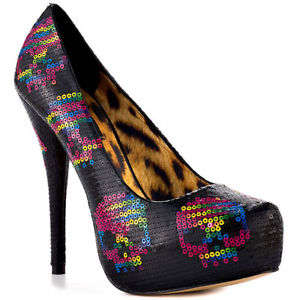 IRON FIST HEELS - DIGISKULL SEQUIN PLATFORM MULTI