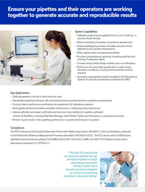 Artel PCS® Pipette Calibration System