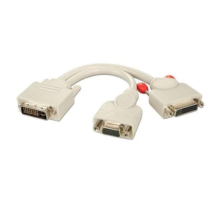 Lindy White DVI-I Male to DVI-D Female + VGA Female Splitter Cable