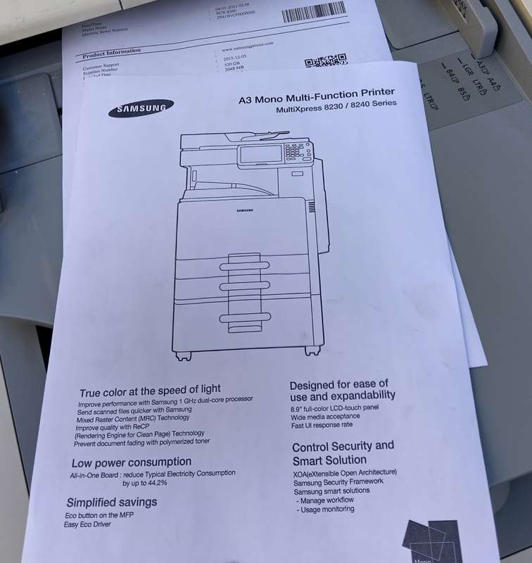 Samsung A3/A4 Mono Multi-Function Printer - MultiXpress 8240 (Heavy Duty Printer)