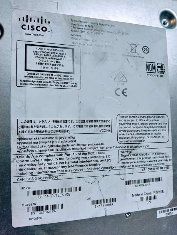 Cisco ISR 1100 Series Integrated Services Router  C1111-8PLTE