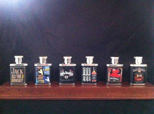 Jack Daniels Stainless Steel Mini Flask Set (6x 1oz Bottles) - Very Rare
