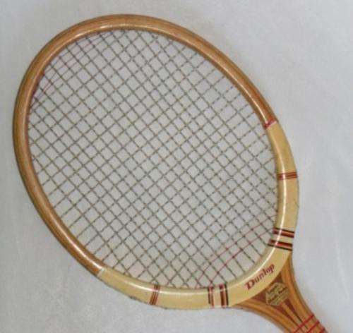 Vintage, Dunlop wood tennis racket with leather grip