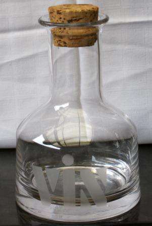 Retro, mould blown crystal 1 L decanter by British designer Frank Thrower for Dartington glass c1971