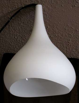1950's, Scandinavian cased glass pendant lamp shade with curved organic form rim, made in Denmark