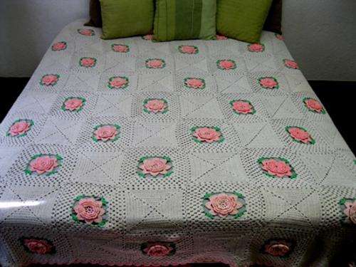 Vintage, retro, 1960's, Queen size crochet bedspread