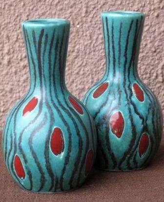 A rare pair of retro 1950s Scandinavian vases by Krakeroy keramikk Norway