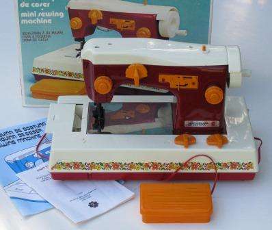 Retro 1970s child's sewing machine in the original box, made in Brazil