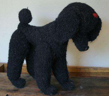 Rare retro vintage 1950s stuffed black poodle with movable legs