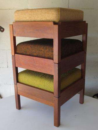 Nest of three retro, mid century stackable stools