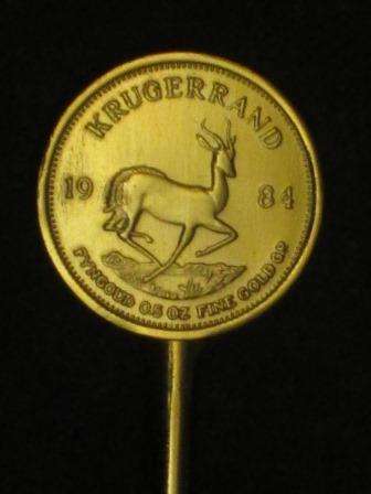 Set of 6 vintage gold plated 0.5 OZ Krugerrand cake forks 1984