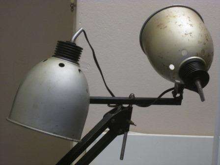 Enormous vintage industrial double head angle poise lamp