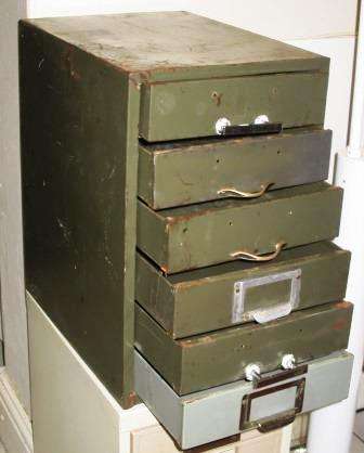 Retro vintage industrial metal desk top chest of drawers