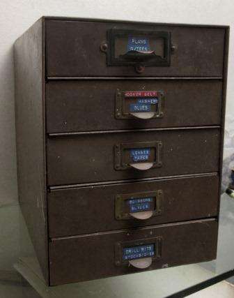 Retro vintage mid century industrial metal desktop chest of drawers