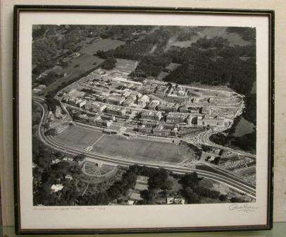 Large signed vintage aerial photograph of University of Cape Town dated May 1967 by Charles Field