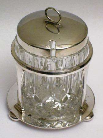 Large and impressive vintage Walker and Hall silver plated preserve jar