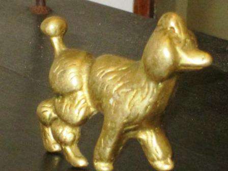 Small vintage solid brass French poodle figure