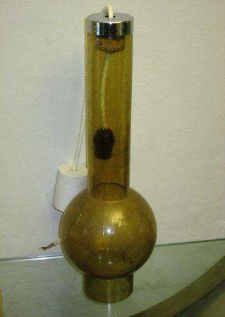 Large mid century German hand blown glass pendant lamp 50 x 17 cm