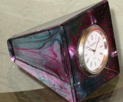 Caithness of Scotland art glass Carnival range paperweight clock