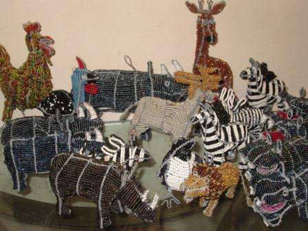 Set of 18 large beaded African animals Christmas tree decorations