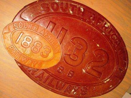 Vintage South African Railways (SAR / SAS) locomotive number plates in rubber
