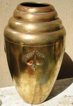 ENORMOUS Adolf Knecht German Bauhaus / Art Deco brass vase manufactured by Wumak