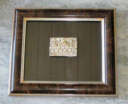 Framed sterling silver Jerusalem sculpture