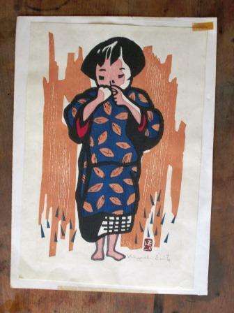 Highly sought after Mid Century Japanese signed fine art woodblock print by Kiyoshi Saito