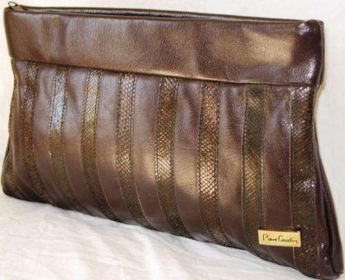 Vintage, large leather and snake Piere Cardin clutch bag ( 34 cm x 20 cm )