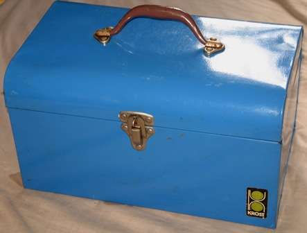 Retro, 1950s Blue "Krost" Enamel Chest ( 21 x 19.5 x 35 cm )