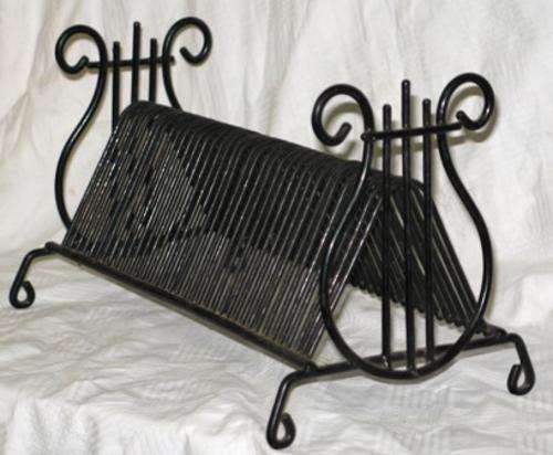 Retro, 1960s metal record stand, holds 35 records