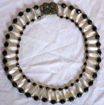 Art Deco, 1930s necklace with jet black faceted glass beads