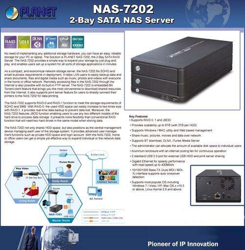Planet 2 Bay SATA NAS Server + 6TB Hard Disk Space - For SBE