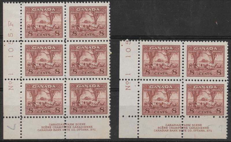 Canada 1942 War issues Scott#256 MNH Block6 + 4 (MH) VF LL Plate #1 Plate Block - CV$97.50
