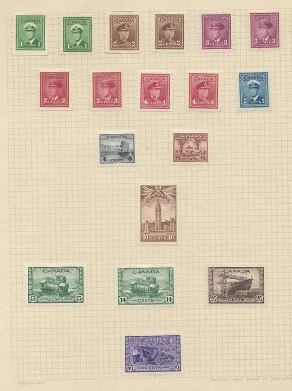 Canada 1942 War issues Scott#249-262 + Coils 278-281 + Air mail VF Mint CV$282