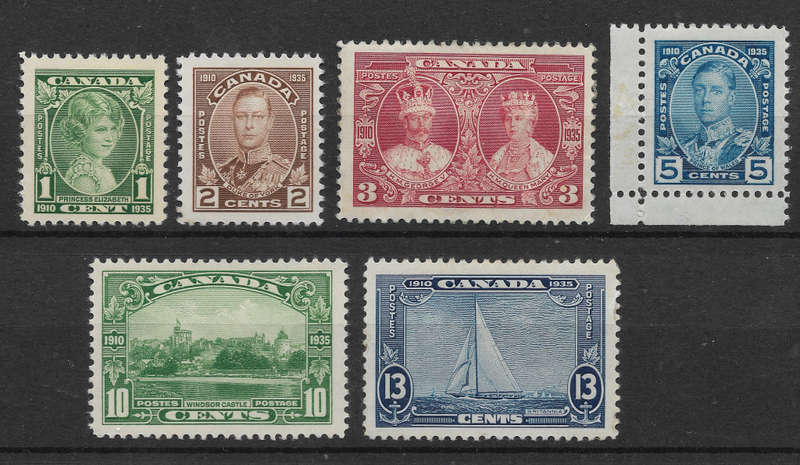Canada KGV SILVER JUBILEE Scott#211-216 VF-Mint  CV$52.50