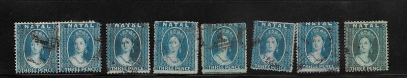 NATAL 1859-62 SACC9+10+11 blue Study for shades & perfs - Fine Used - Offers Welcome