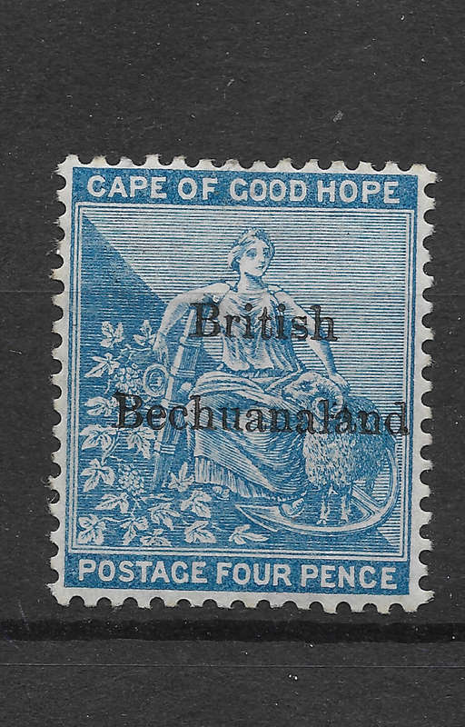 British Bechuanaland - 1885 SACC3 4d Dull Blue (wmk Crown CC) VF MLH CV R2200