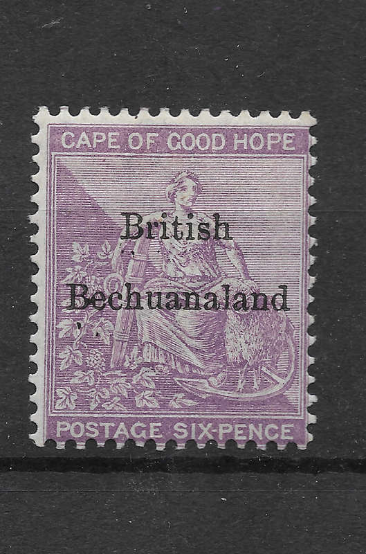 British Bechuanaland - 1885 SACC7 6d Reddish Purple (wmk Anchor) VF MLH CV R4500