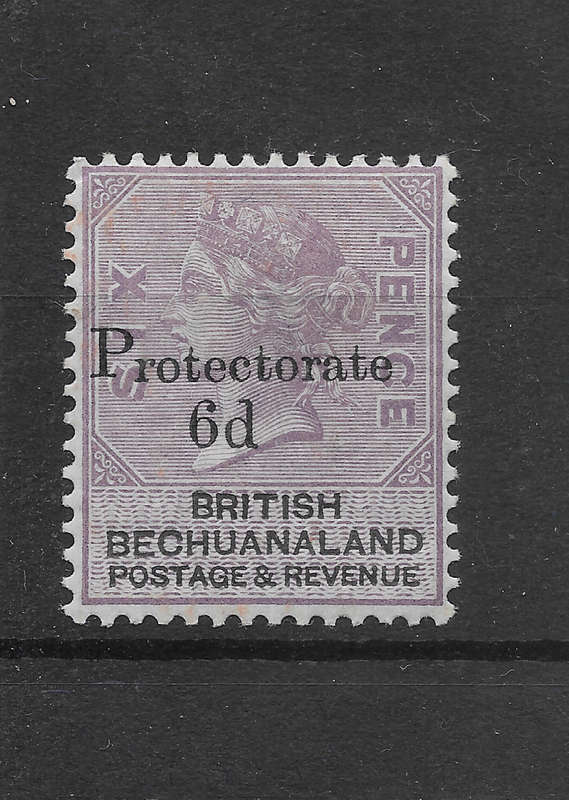 Bechuanaland 1888 - SACC43 6d ON 6d Lilac and Black Fine Mint Hinged CVR3000