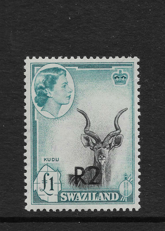 Swaziland 1961 2R ON £1 TYPEII Surcharge at Foot VF Unmounted Mint. SG 77b / SACC76b - Scarce